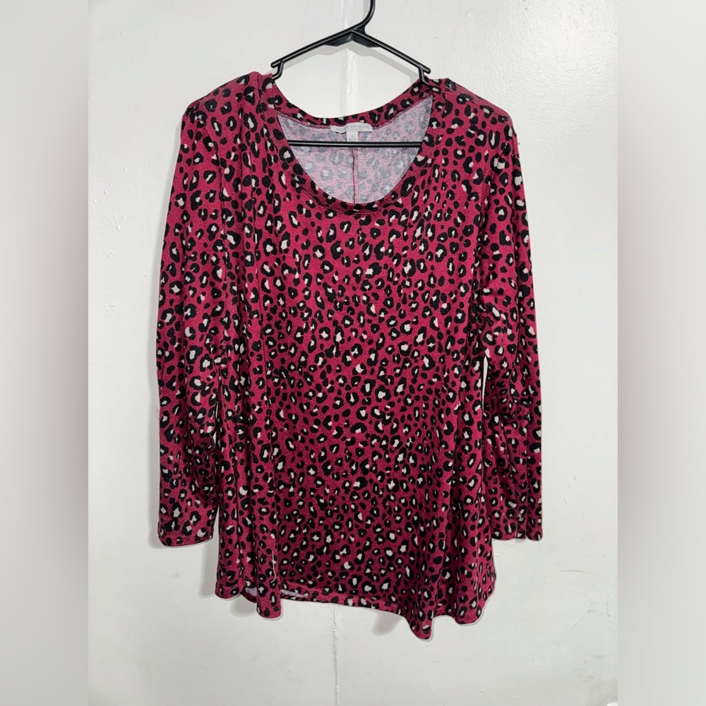 Green Envelope Women’s Pink Animal Print Long Sleeve T-Shirt Sz 3X